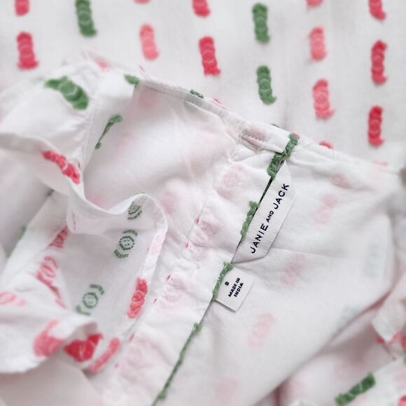 Girls' White and Pink Ruffle Dress - Picture 4 of 5